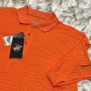 NWT Men’s Beverly Hills Polo Club Performance Polo Shirt Tangerine Orange XL